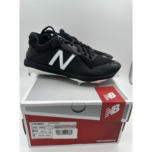 NEW New Balance 4040 men’s black white metal baseball cleats shoes US 8.5 EUR 42 - Picture 1 of 7